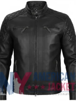 Quilted Leather Brown Racer Cafe Jacket