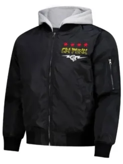 RAW 2025 CM Punk Black Hooded Bomber Jacket