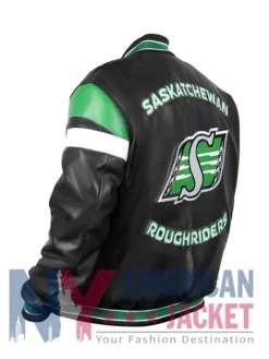 Saskatchewan Roughriders Black Varsity Leather Jacket