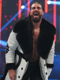 WWE RAW Seth Rollins White Leather Coat