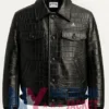 Stegaro Black Leather Viper Crocodile Jacket