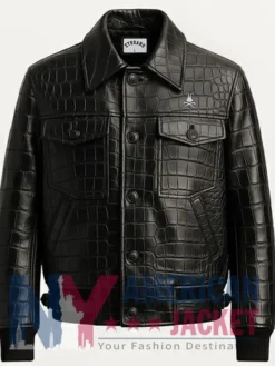 Stegaro Black Leather Viper Crocodile Jacket