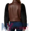 Stegaro Brown Leather Fur Black Sleeve Jacket