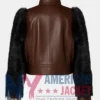 Stegaro Leather Brown Sleeve Black Fur Jacket