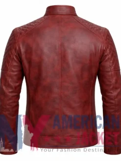Stegaro Men's Cafe Leather Racer Jacket