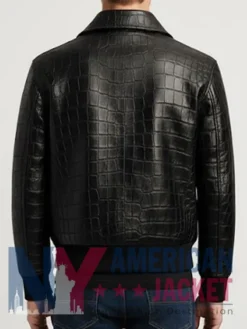 Stegaro Viper Crocodile Black Leather Jacket