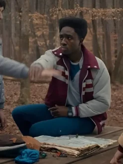 Caleb McLaughlin TV Series Stranger Things S05 2025 Lucas Sinclair Striped Bomber Jacket