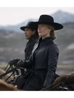 Alternative view of The Abandons Gillian Anderson Black Leather Jacket