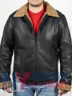 The Man Nicolas Cage Family Black Shearling Jacket