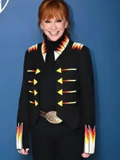 Reba McEntire TV Talk Show The Tonight Show Beaded Black Suede Arrow Jacket For Sale