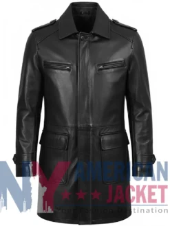 Unisex Leather Multicolor Trench Long Coat