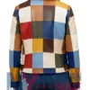 Vibrant Color-Block Leather Biker Jacket