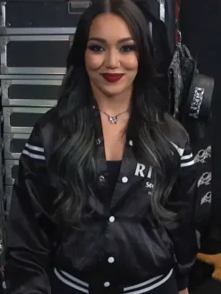 WWE Wrestler Roxanne Perez Black Varsity Jacket