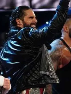 WWE Seth Rollins Shearling Quilted Black Leather Jacket