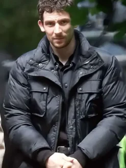 Wake Up Dead Man Josh O’Connor Black Puffer Jacket