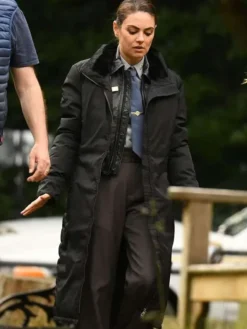 Mila Kunis Movie Wake Up Dead Man: A Knives Out Mystery 2025 Geraldine Scott Black Trench Coat