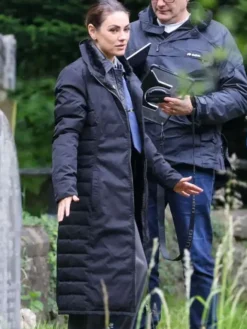 Wake Up Dead Man Mila Kunis blue Trench Coat