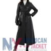 Women's Black Leather Trench Coat