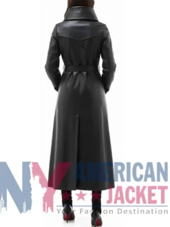 Women's Black Trench Leather Sheepskin Coat