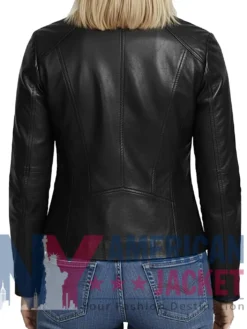 Women's Cafe Racer Slimfit Leather Black Jacket