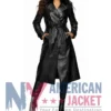 Women's Leather Genuine Coat with Faux Fur Collar
