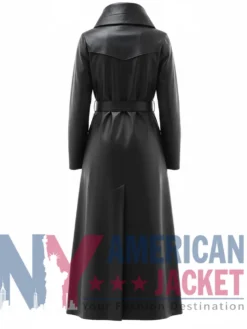 Women's Sheepskin Black Leather Trench Coat