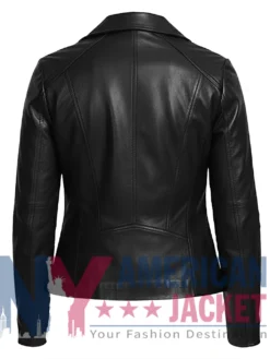Women's Slimfit Cafe Racer Black Leather Jacket
