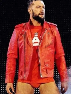WWE Wrestle Finn Balor Red Biker Leather Jacket For Sale