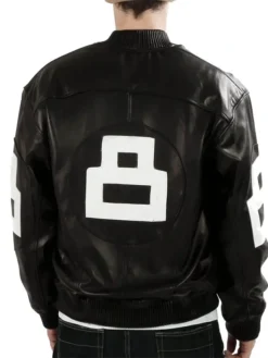 8 Ball Seinfeld Black Leather Bomber Jacket
