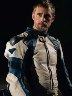 Alexander Skarsgård Pillion White Racer Jacket