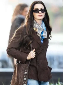 Anne Hathaway The Devil Wears Prada 2 2026 Suede Leather Blazer