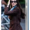 The Devil Wears Prada 2 2026 Anne Hathaway Brown Suede Leather Blazer