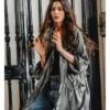 Anne Hathaway The Devil Wears Prada 2 Grey Stripe Jacket