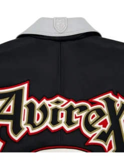 Avirex Vintage 90s York Dragons Varsity Leather Black Jacket