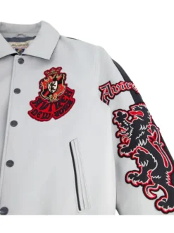 Avirex Vintage 90s York Dragons Varsity White Leather Jacket