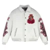 Avirex Vintage 90s York Dragons Varsity White Leather Jacket