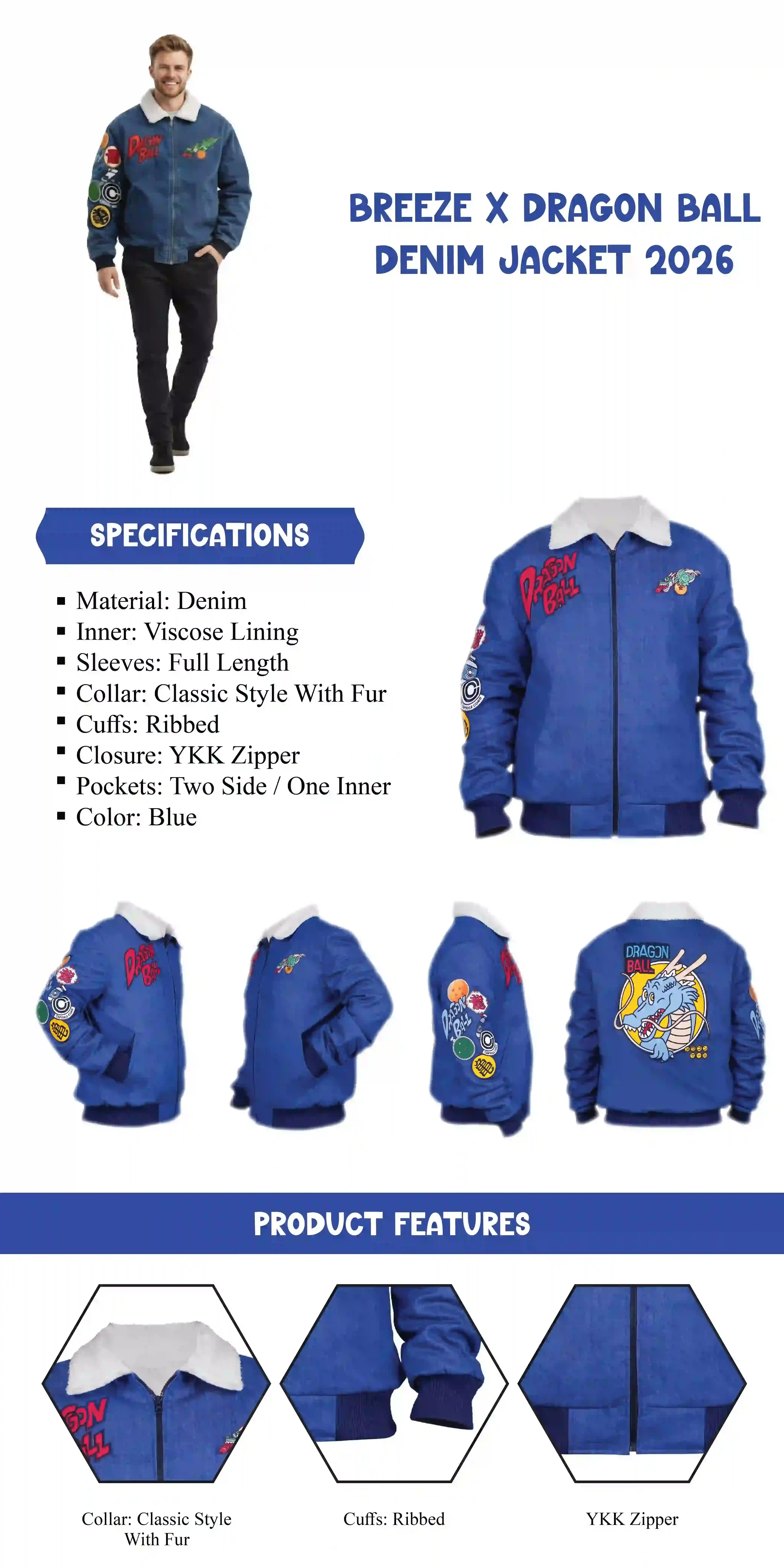 BREEZE x Dragon Ball Denim Jacket 2026 infographic