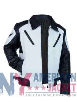 Black and White Leather Moto Jacket