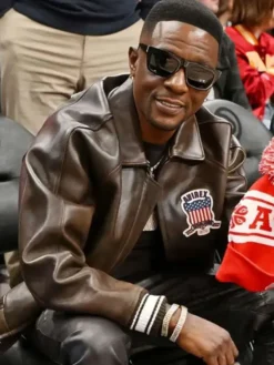 Chicago Bulls v Atlanta Hawks Boosie Badazz Brown Leather Jacket