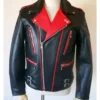 Classic Biker Red And Black Leather Jacket