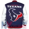 Classic Houston Texans Mashup Varsity Rib Navy and White Jacket