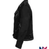 Close-up of Men And Women Stegaro Black Studded Suede Leather Biker Jacket Sale