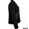 Close view of Men And Women Stegaro Black Studded Suede Biker Leather Jacket Sale