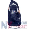Denver Broncos Navy Blue Wool Varsity Bomber Jacket with Shirt Style Collar and Rib-Knitted Cuffs