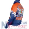 Denver Broncos Shannon Sharpe Jacket featuring stand-up collar and snap-tab button closure