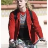 Elle Fanning Margo’s Got Money Troubles Red Jacket