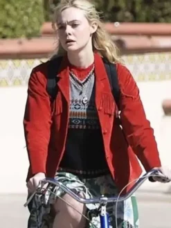 Elle Fanning Margo’s Got Money Troubles Red Jacket
