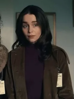 Emilia Clarke Tv Series Ponies 2026 Bea Brown Suede Leather Coat For Sale