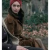 Emilia Clarke Ponies Brown Suede Coat