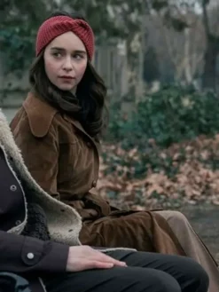 Emilia Clarke Ponies Brown Suede Coat